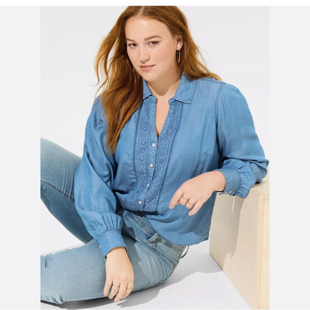 torrid Chambray Button-Front Blouse